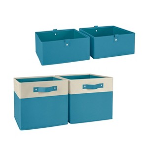 RiverRidge Kids' 2pc 5" and 2pc Two Tone Fabric Collapsible Storage Cube Organizers for Playroom Organization - 1 of 4