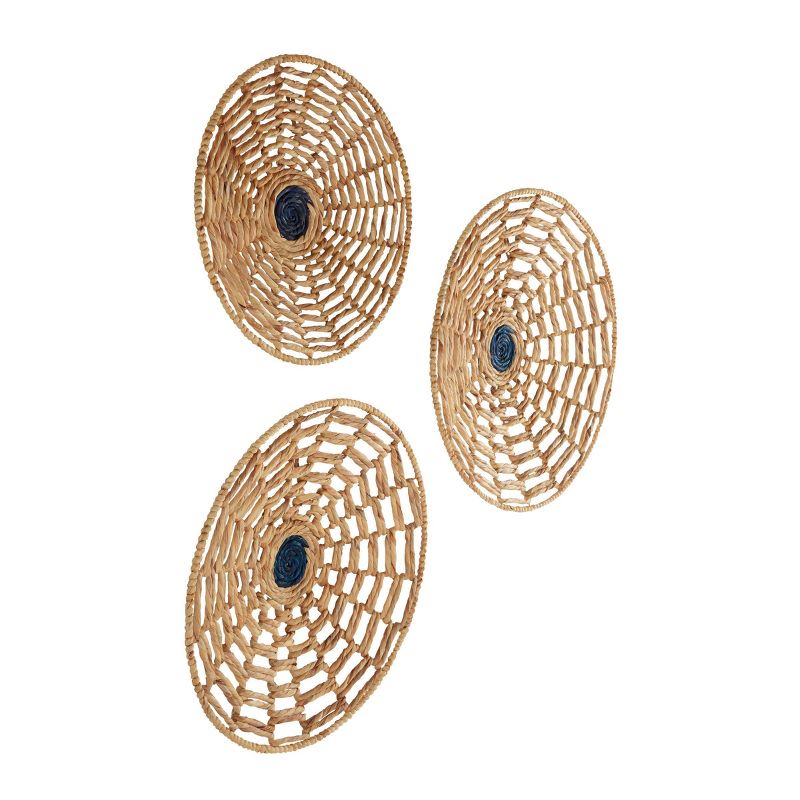 Set of 3 Seagrass Plate Handmade Woven Basket Wall Decors Brown - Olivia &#38; May, 4 of 8