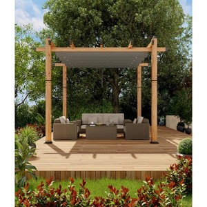 Outdoor Aluminum Pergola, Metal Freestanding Shelter with Adjustable Sun Shade Canopy, Reinforced Frame Outdoor Shelter for Patios - 1 of 4