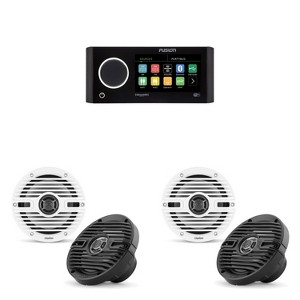 Fusion MS-RA770 Apollo Source Unit w/ ( 2 Pair ) Clarion CMS-651-CWB 6.5-inch Coaxial Marine Speakers ( Includes White & Black Classic Grilles ) - 1 of 4