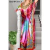 LA LEELA Women's House Daily Routine Evening Wear Maxi Caftan Casual Long Slit Dress Loungewear Dashiki Dresses for Women One Size Multi,Abstract - 2 of 4