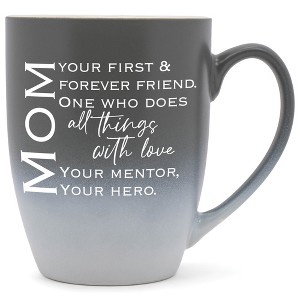 Mom: Your First & Forever Friend One Who Does All Things  Two Toned Matte Grey White 12 ounce Ceramic Stoneware Coffee Cup Mug - 1 of 4