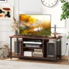 Tangkula TV Stand for TVs up to 50 Inches 3-Tier Industrial Entertainment Center with 2 Open Compartments & Adjustable Shelf with Power Outlet Brown - 4 of 4