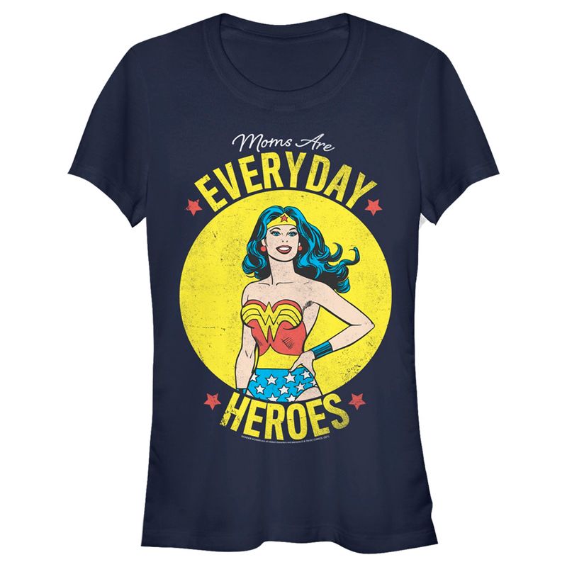 Juniors Womens Wonder Woman Moms Are Everyday Heroes T-Shirt, 1 of 5