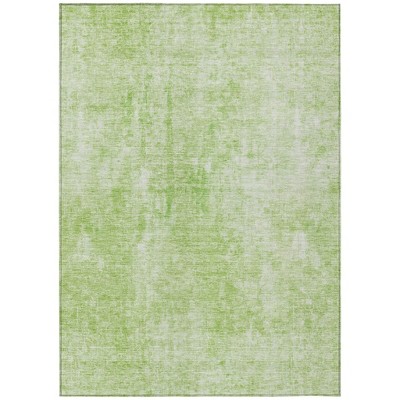 Green And Ivory Abstract Washable Indoor Outdoor Area Rug