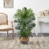 Nearly Natural 4-ft Areca Palm Tree in Boho Chic Handmade Cotton & Jute Gray Woven Planter UV Resistant - 3 of 4