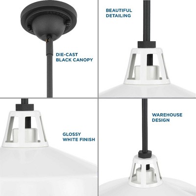 Cedar Springs White Metal Farmhouse Outdoor Hanging Light