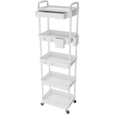 MaseiKar Rolling Utility Cart with Drawer, Utility Cart Made of Multifunctional Storage Organizer Tool for Kitchen, Bathroom, Living Room, Office
