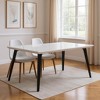 HomeRoots 63" White and Black Faux Marble and Metal Dining Table - 2 of 4