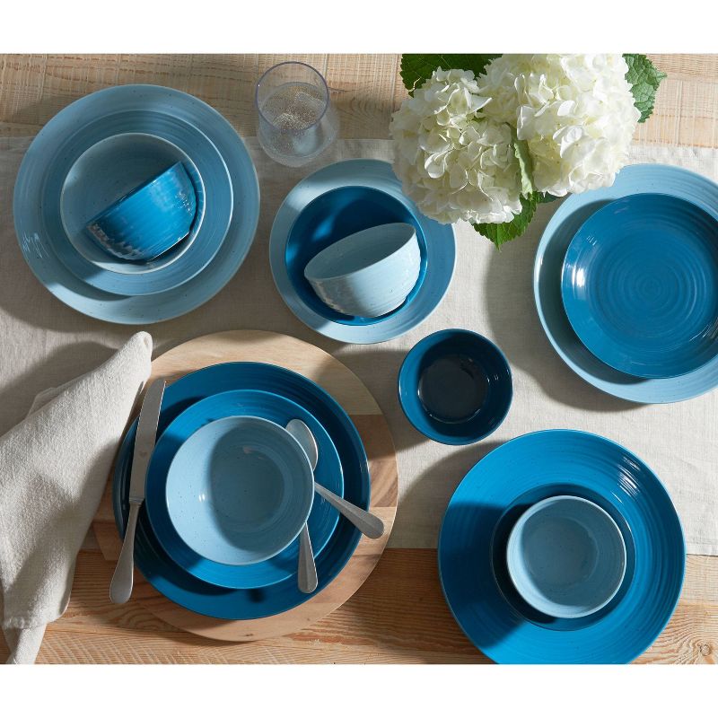 16pc Stoneware Siterra Dinnerware Set Blue - Sango, 4 of 21