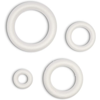 Bright Creations 4 Count White Foam Rings in Different Sizes for DIY Crafts Art Modeling, 4 to 10 inch