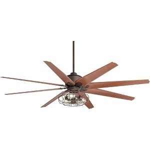72" Casa Vieja Predator Rustic Indoor Ceiling Fan with LED Light Kit Remote Control English Bronze Cherry Vintage Cage for Patio Exterior House Home - 1 of 4