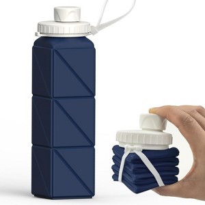 Link Collapsible 20oz Water Bottle Silicone Lightweight Foldable Portable Water Bottle Reusable Leakproof for Travel Camping Hiking Cycling & More - 1 of 4
