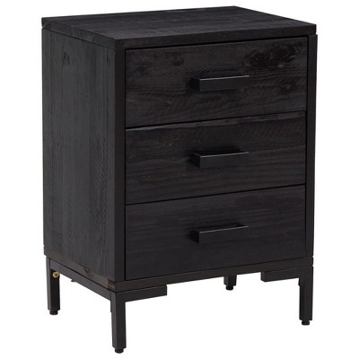 vidaXL Nightstand Bedside End Side Table with Drawer Furniture Solid Wood Pine - Black 15.7" x 11.8" x 21.7"