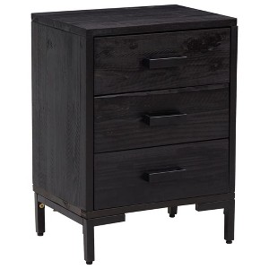 vidaXL Nightstand Bedside End Side Table with Drawer Furniture Solid Wood Pine - Black 15.7" x 11.8" x 21.7" - 1 of 4