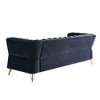 Modern Luxury Tufted Velvet 3-Seater Sofa with Gold Metal Accents, Diamond Stitching and 750lb Capacity Solid Wood Frame - 3 of 4