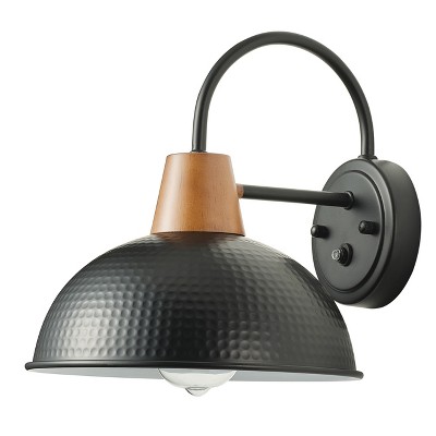 Dewdrop Flat Light Black Imitation Wood Grain Metal Wall Light, Living Room Bedroom Corridor Industrial Style Decorative Light