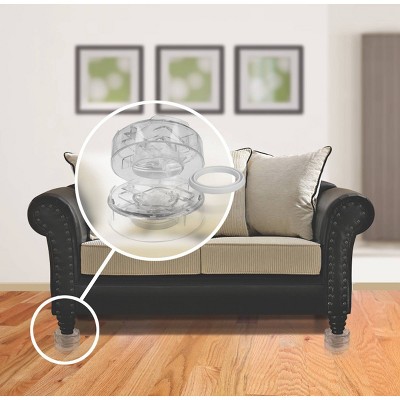 Clear Stackable 1" Furniture Risers with Non-Slip Grippers