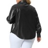 Agnes Orinda Women's Plus Size Faux Leather Long Sleeves Button Motorcycle Biker Moto Button Down Shirts - 4 of 4