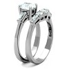 Slickblue Women’s CZ Ring Set, Silver, 7mm Round Center, Baguette Side Stones, Polished Stainless Steel, Sizes 5-10 - 4 of 4