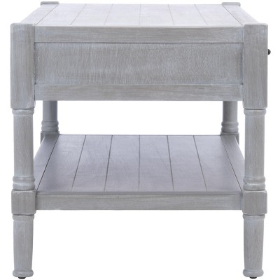 Whitewashed Grey Rectangular Wooden Coffee Table with Storage