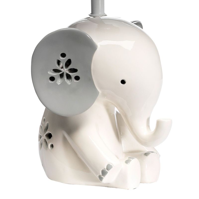 Lambs & Ivy Happy Jungle White/Grey Elephant Nursery Lamp with Shade & Bulb, 2 of 5