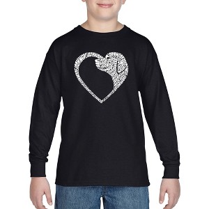 LA Pop Art Dog Heart - Boy's Word Art Long Sleeve T-Shirt - 1 of 4