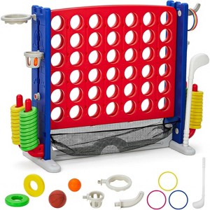 4-in-1 Castle-Themed Game Set with Adjustable Height - Connect Four, Basketball, Ring Toss & Golf for Indoor/Outdoor Family Fun - 1 of 4