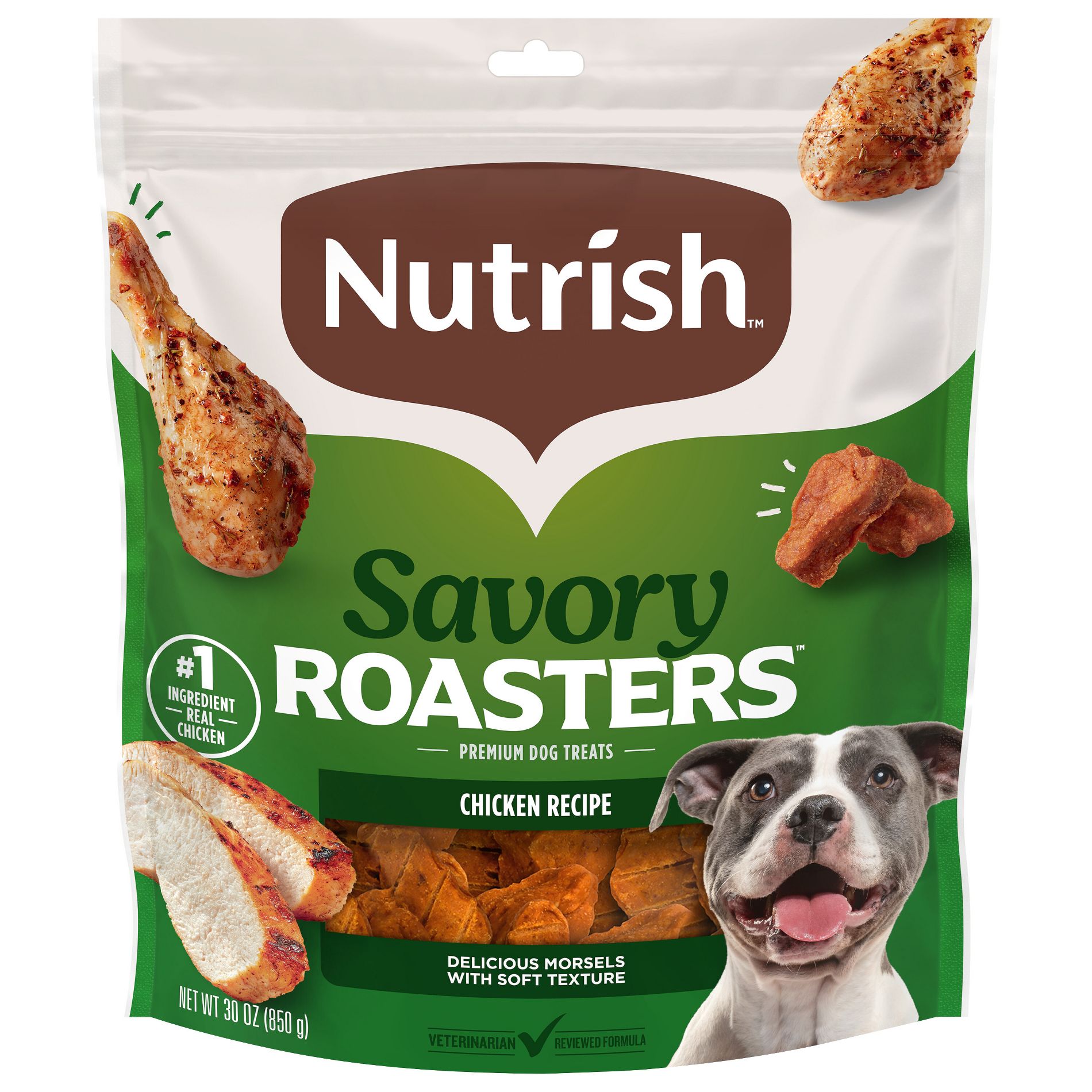 Nutrish Savory Roasters Grain Free Chewy Chicken Dog Treats - 30oz