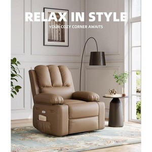 WhizMax Oversized Electric Recliner Chair with Heat & Massage, 360° Swivel Rocker, PU Leather, Extra Comfort Sponge Filling, Supports Up to 400 lbs. - 1 of 4