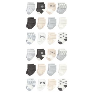 Hudson Baby Cotton Rich Baby Terry Socks 24-Pack, Gray Beige Solid - 1 of 3