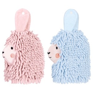 REGALWOVEN Cute Cartoon Alpaca Soft Absorbent Chenille Decorative Hand Towels 2 Pcs - 1 of 4