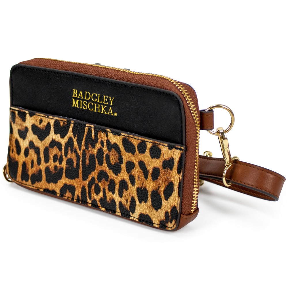 Photos - Other Bags & Accessories Badgley Mischka Travel Fanny Pack - Brown Leopard Print metal 