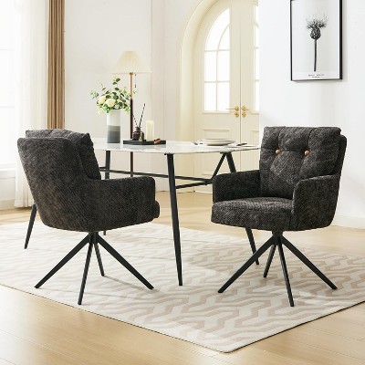 DYHOME Dining Chairs Set of 2, Mid Century Modern Swivel Dining Chairs with Arm, Upholstered Accent Chair for Kitchen Dining Living Room