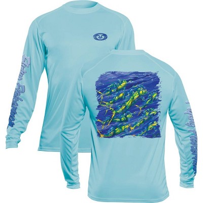 Flying Fisherman Pasta Mahi Performance Long Sleeve T-shirt - Aqua