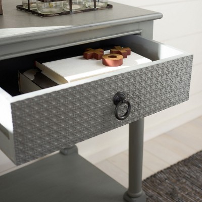 Haines Distressed Grey 22" Rectangular Accent Table with Drawer