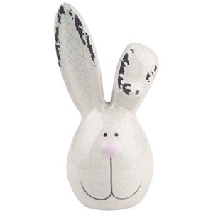 Transpac Medium Dolomite Bunny Head Decorative Ceramic Figurine for Easter White Tabletop Animal Decor - 1 of 2