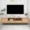 KTMBDW Boho TV Stand for 85 Inch TV, Entertainment Center with 2 Drawers, Rattan TV Console with 2 Cabinets, Media Console for Living Room - 2 of 4