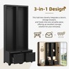 HDZNVF Multifunctional 3-IN-1 Entryway Elegant Free Standing Hall Tree, Black - 4 of 4