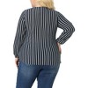 Agnes Orinda Women's Plus Size Colorful Elastic Cuff Crew Neck Long Sleeve Stripe Blouses - 4 of 4