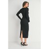 Hello Miz Women's Ribbed Sweetheart Neck Long Sleeve Back Slit Maternity Midi Dress - 3 of 4