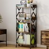 Infurnic Nightstands Prismatic 4-Layer Shelf, 4 Tier Wire Shelving, Metal Frame Rustic, Simple Design, Black, 15.7"*11.8"*46.4" - 4 of 4