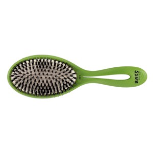 Bass Brushes BIO-FLEX Shine Hair Brush Patented Plant Handle 100% Pure Bass Premium Select Natural Boar Bristles + Nylon Pin Medium Oval Green - 1 of 4