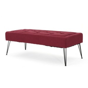 Zyler Tufted Ottoman Bench Deep Red - Christopher Knight Home