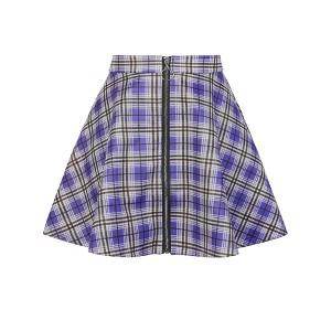 Allegra K Women's Plaid A-Line Zip Up High Waisted Skater Skirt - 1 of 4