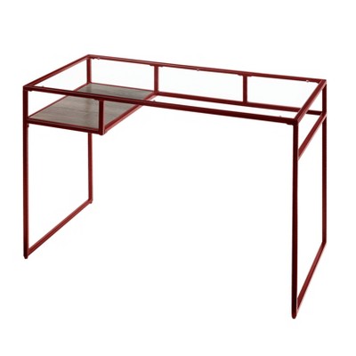 Modern Yasin 48'' Red Glass Top Writing Desk
