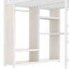 ORRD Queen Size Loft Bed Frame with Built-in Wardrobe, Metal Loft Bed with Desk and Storage Shelves, White Wood-grain - 4 of 4