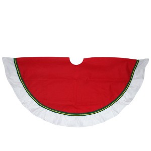 Northlight 48" Red with White Trim Christmas Tree Skirt - 1 of 3