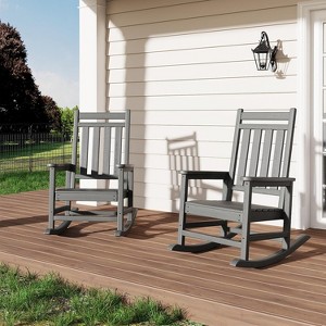 2-Pack HDPE Poly Lumber Rocking Chairs – High-Back Porch Rockers for Adults | All-Weather Resistant Patio Furniture - 1 of 3