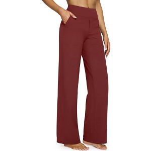 BABYYER Women's Yoga Pants, High-Waist Straight-Leg Work Pants, Wide Leg Casual Sweatpants with Pockets, Breathable and Elastic - 1 of 4